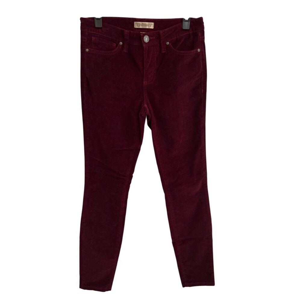 Nine West Vintage America Corduroy Skinny Pants Size 6 Burgundy Stretch